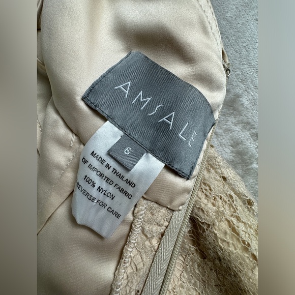 Amsale Wedding Gown Size 6 - Beige Ivory Lace Lightweight Feminine Mermaid Flare - Picture 13 of 16